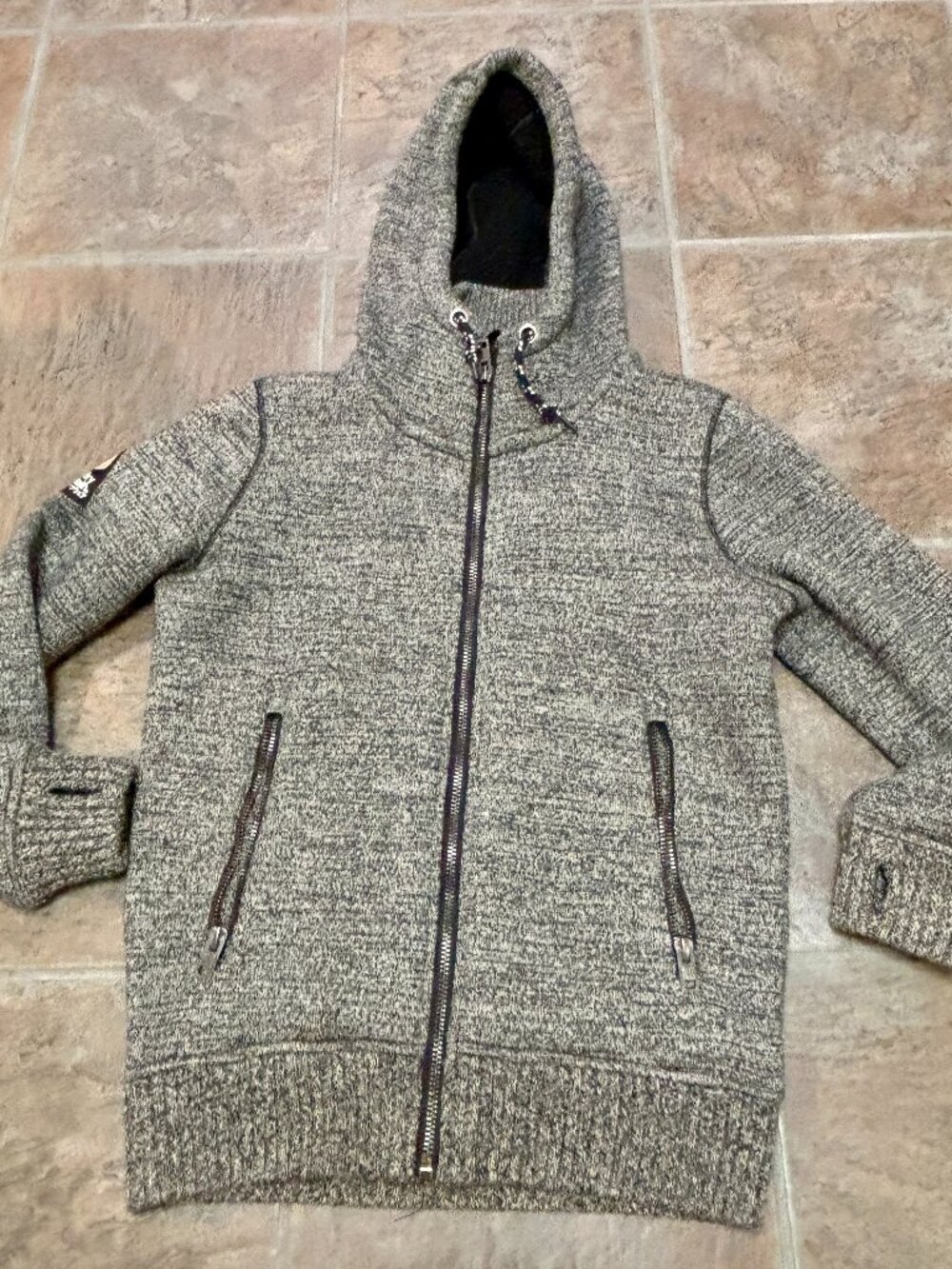 ~~Superdry Mountain Supply Zip hoodie Men's size M Jacket GRAY Softshell Fleece.